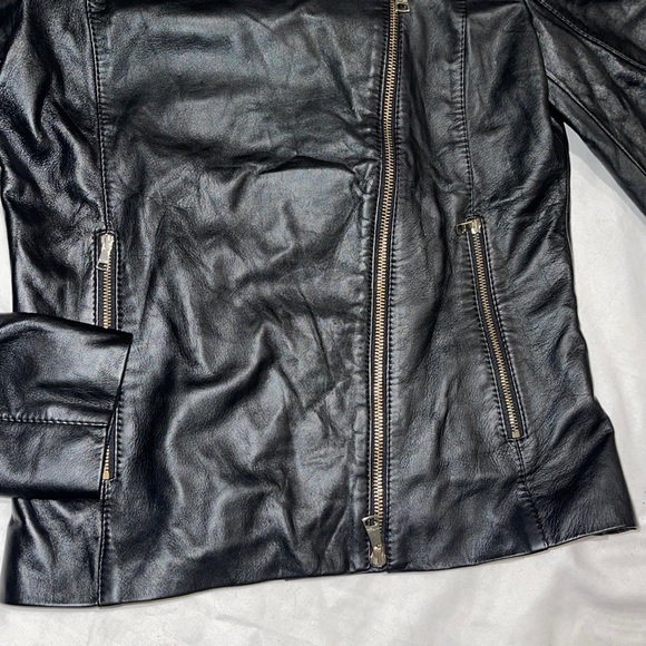 New Guess Marciano 100% Leather Zip Up Asymmetrical Zipper Jacket S - Picture 4 of 13